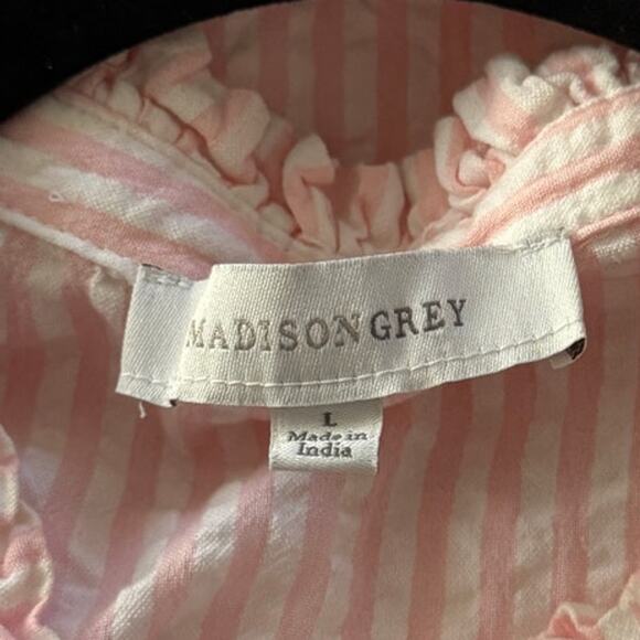 MADISON GRAY Mommy & Me Seersucker PETAL Pink Stripe Sleeveless Ruffle Dress L - Picture 3 of 6